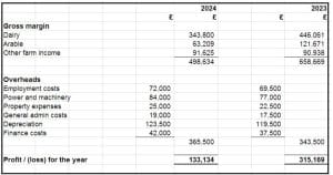 Profit and loss account - Agriculture seminar autumn 2024